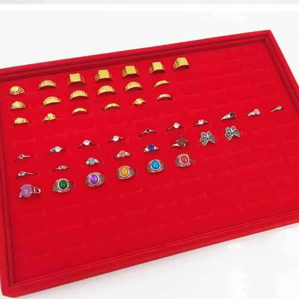 100 fack Ringar Visningsbricka Infoga ringbrickor Ringinsats Displaybrickor Vitrine Display Organizer Smyckesbrickor Black