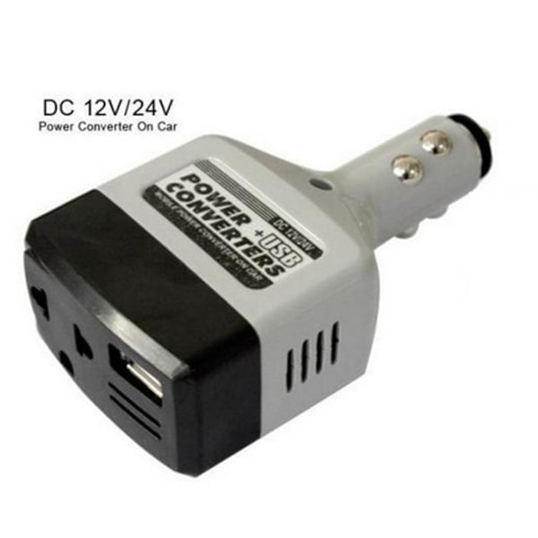 for DC 12V/24V til AC 220V Bil Lastebil Strømomformer for Mobiltelefon Nettbrett Kamera