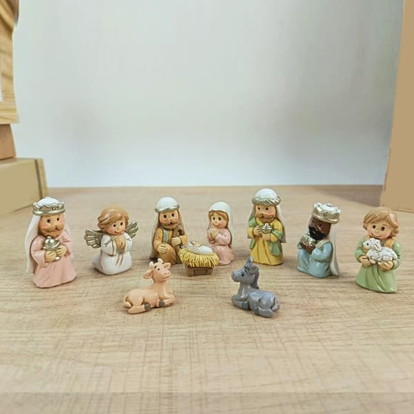 Julkrubba Figurer, Julfigur Ornament Julkrubba Scen Staty