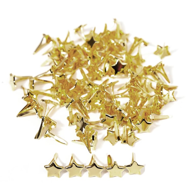 100 st Mini Brads Fästelement Guld Papper Fästelement Stjärnform för Head Split Pins 0,39x0,51In för DIY Scrapbooking Paper C