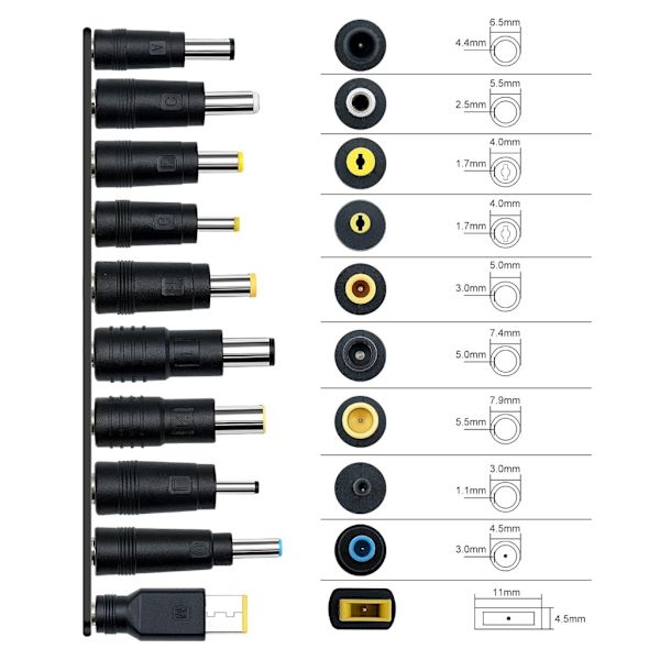 10 Tips USB C til DC5521 5.5x2.1mm Strømladekabel 200cm for bærbare datamaskiner