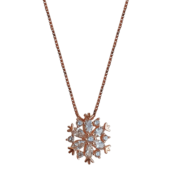 Snowflake Hänge Halsband Nyckelbenskedja Snygg snöflingaberlock med för Rhinestone justerbara smycken presenter för kvinnor Silver