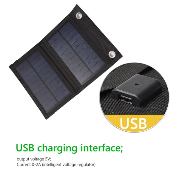Sammenleggbar 10W Solcellelader USB-utgangsenheter Solcellepanel for mobiltelefon