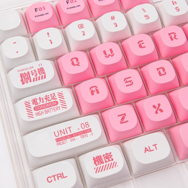 EVA 08 Sublimation- PBT Keycaps Custom DIY MA Profil Keycaps för mekaniskt tangentbord Anpassa tangentbord Rosa Keycap