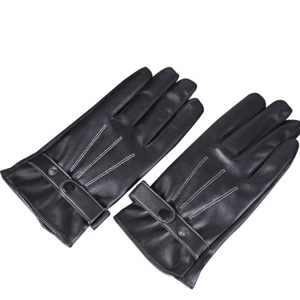 Vinterläderhandskar Läder helfingerhandskar Fleecefoderhandske Pekskärmsvattentät handske för körning