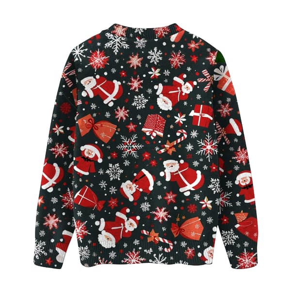 Langærmet julepullover til kvinder 3D-juleprintet pullover sweatshirt Black S