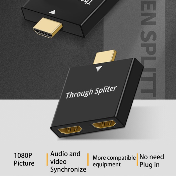 HDMI-kompatibel splitteradapter hane till dubbel hona 1 till 2-vägs HDMI-kompatibel adapter för HDTV för HD LED LCD TV Monit