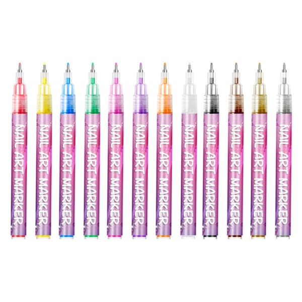 12 farver neglekunstpenne sæt - brugervenlige liner-markører til DIY negledesign