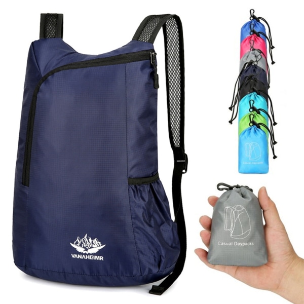 Vandringsdagssäck Ultralätt packbar ryggsäck Vattentät, hopfällbar resedagssäck för utomhuscampingklättring Sapphire