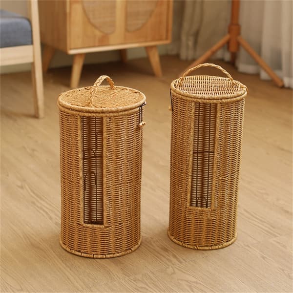 Multifunktionel Opbevaringskurv til Badeværelse Håndvævet Tissue Holder Organizer