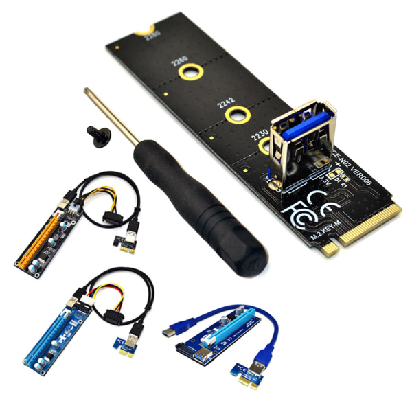 för M.2 till PCI E X16 NG-FF Kortplats Adapter Kort Riser Card USB 3.0 Extension Adapter Kort För BTC Mining Expansion Riser Ca 6pin