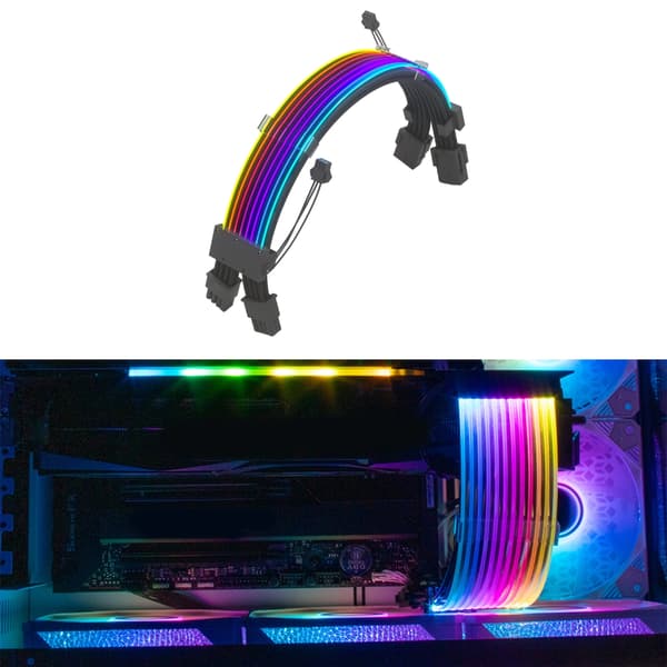 GPU-kabel Hovedkortforlengelse ARGB-kabel PSU ARGB-forlengelse med strømpe