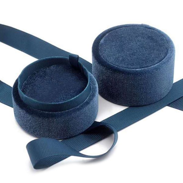 Förlovning Rund Form Ring Box Bröllop Ring Box Smycken Förpackning Box Enfärgad Rund Enkel Ring Box Modepresent Blue - P