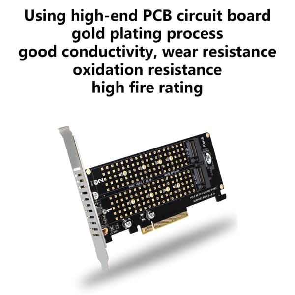 M.2 NVME til PCIExpress X8 2 Bay PCIE Split Kort til Omfattende PC-lagring