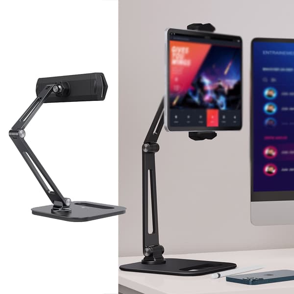 BONERUY Folding Justerbar Tablett Riser Rack Legering Bordsplatta Telefonhållare Bärbar Universal Halkfritt Ställ 5-9 tum Silver