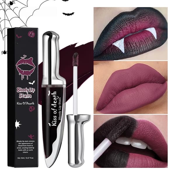 Halloween Mørk Blodig Læbestift SmudgeProof Mat Finish Til Fest Makeup 3