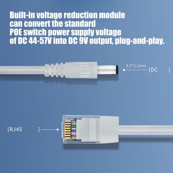 Højtydende 48V til 12V POE Splitter Vandtæt Hus RJ45 Interfaces