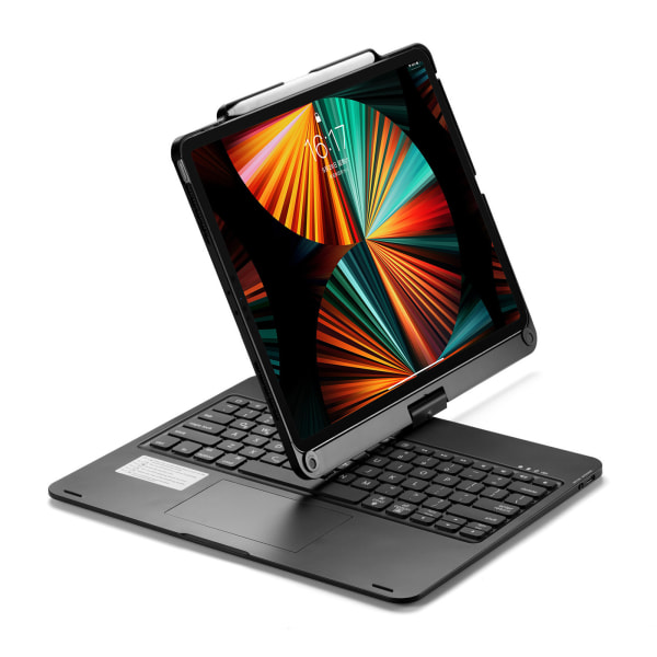 Trådlöst tangentbord BT5.1 för Pro 12,9'' 2021 2020 2018 Pad för case Tangentbord 2 i 1 360° roterande magic tangentbord Black