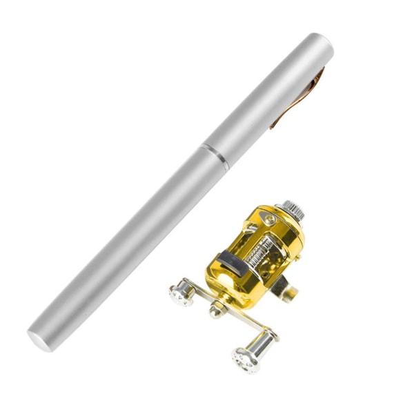 Mini Teleskopisk Bærbar Lomme Fiskepen Aluminium Legering Fiskestang Stang + Hjul