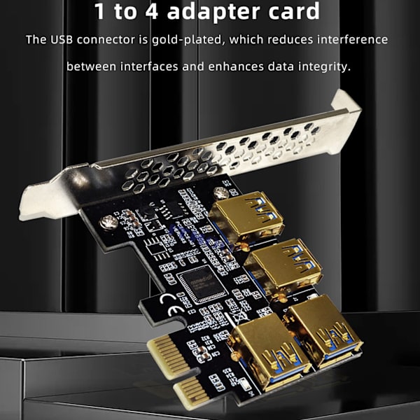 PCI för Express Multiplier Riser Card 16X-platser PCI-E 1 till External 4 USB 3.0 Adapter Multiplikatorkort för Bitcoin Mining