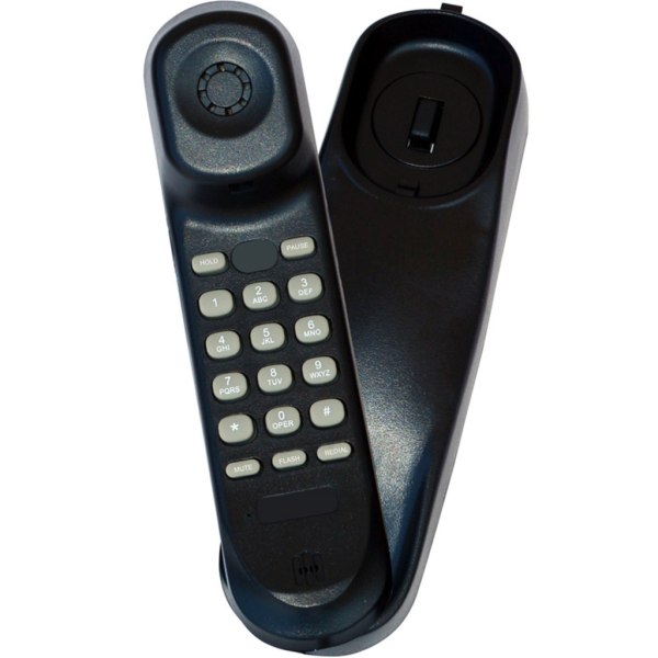 Väggtelefon med sladd, Slim Trimline-telefon för hotell, Set väggtelefon för hem/badrum/skola/kontor Black