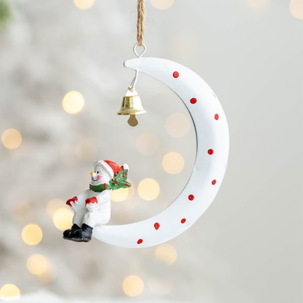 Julgran hängande prydnad Santa älg snögubbe på månen Resin hänge dekor White