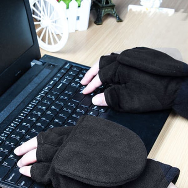 Vintervarma halvfingerhandskar Vantar med cover Fleece konvertibla fingerlösa handskar Thermal för flicka M