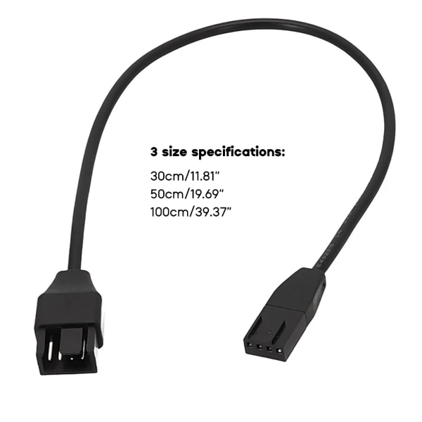 30cm/50cm/100cm Datorkylfläkt PWM Temperaturkontroll 4Pin förlängningskabelfodral Case Power 100cm
