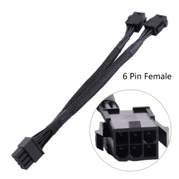 6-bens til 8-bens konverterkabel Fleksibelt og holdbart 18AWG PCIe PCI-E stik