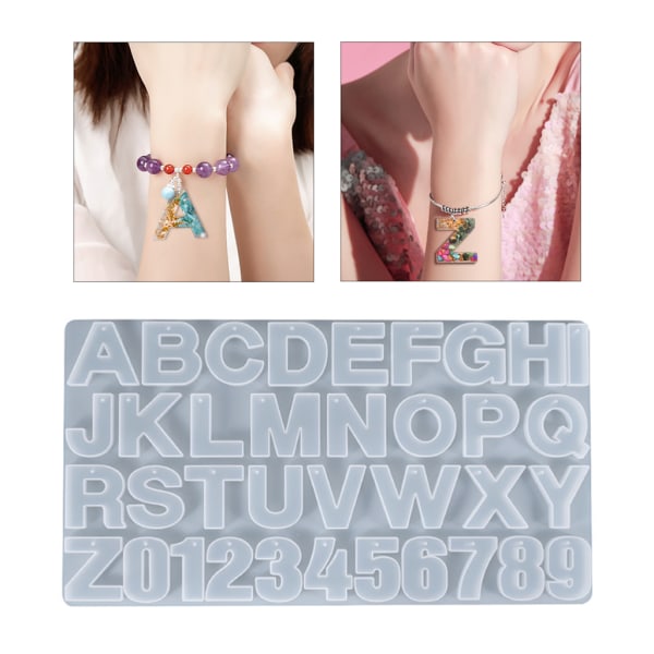 Glänsande engelska alfabetet Nyckelring Silikon Epoxi Form DIY Nyckelring Hängsmycke för Bagageetiketter Väska Tillbehör