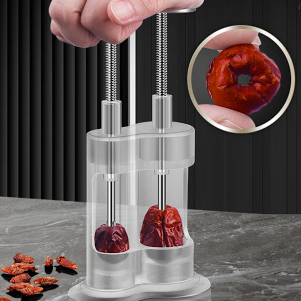 Rostfritt stål Red Jujube Pitter Cherry Corer Kök Fruktkärnor Remover Seed Push Out Verktyg Tillbehör Kvinnor Hem