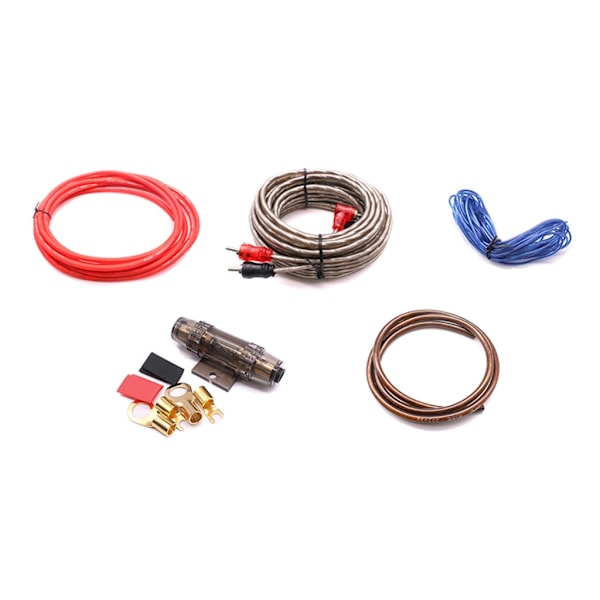 AMP Kabelfäste 8GA Bilkabeldragning Förstärkare RCA Strömkabel Kit