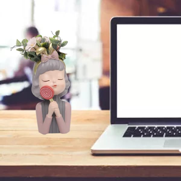 DIY Silikon Söt Flicka Blomkruka Förvaringslåda Form för Suckulenta Växter Dekor
