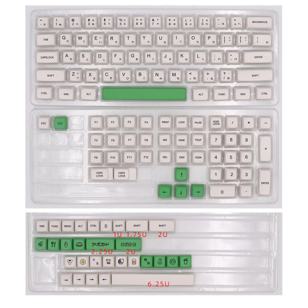 Avocado Keycaps 137 nycklar japanska/engelska PBT Mekaniskt tangentbord för Key Cap XDA Profile Milk Green Sublimation Keycap Japanese