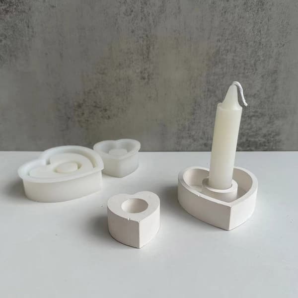 3D Kjærlighetshjerte Aromaterapi Lysestake Silikonform DIY Lysestake Håndverk L
