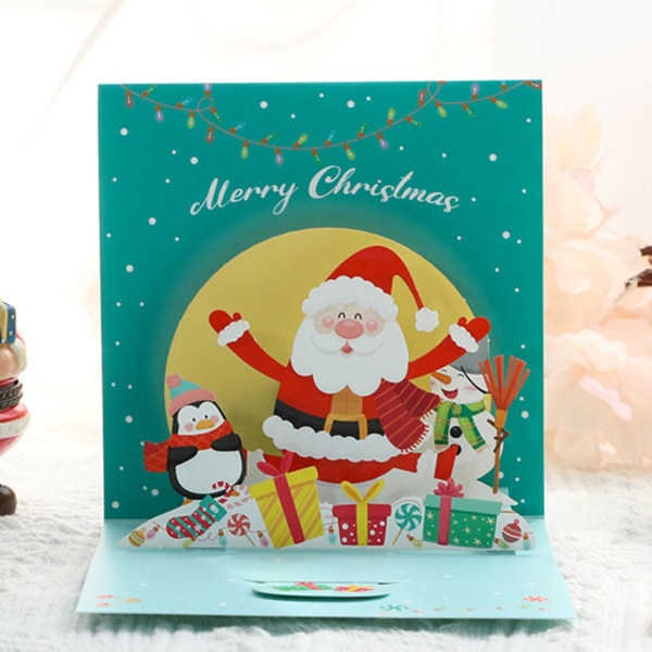 Christmas 3D Pop-Up Card Gratulationskort för Festival Holiday Party Handgjorda kort för Holiday Party Present småföretag Blue