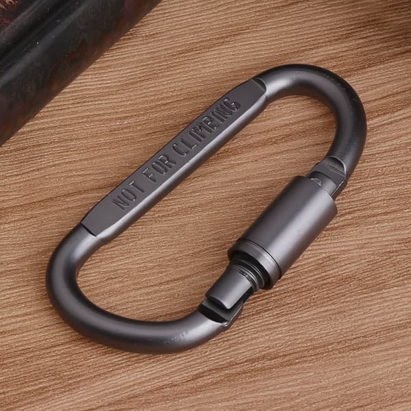 Aluminiumlegering D-ring Karbinhakar Clip D Shape Gate Small Keychain Karbinhake Clip Outdoor Camping Mini Lock Snap Hook Black