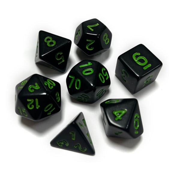 7 st DND-polyedriska tärningar RPG-tärningar för fängelsehålor-och-drakar, Pathfinder-MTG, D&D-rollspel, set Green