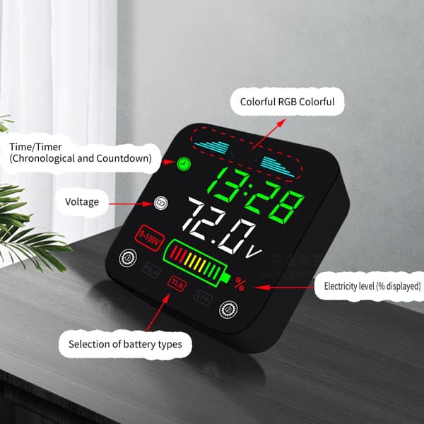 LCD Digital Måler DC9-100V Batterikapacitetsindikator Lithium Batteritester