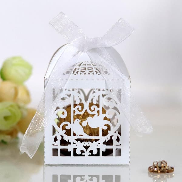 Bröllopsgåvor Kärleksfågel Godisask Kärlekstema Godisförpackningsask White