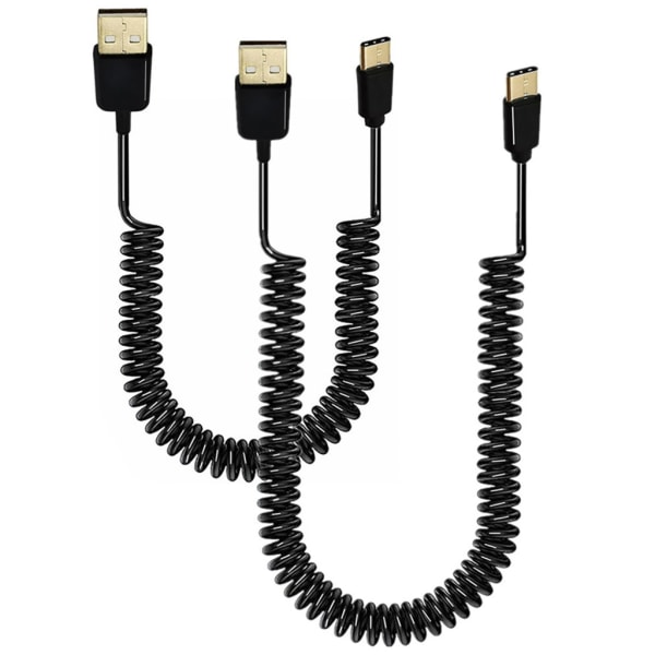 USB 3.1 Typ-C hane till USB 2.0 hane spiraler spiraladapter Kabel fjäder Teleskopisk förlängningstråd för datasynkladdare 300CM