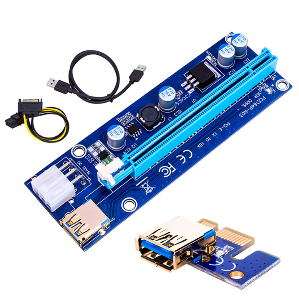 PCIE Riser 009 Express 1X 4x 8x 16x jatkokaapeli kullattu USB Riser 009S GPU kaksois 6-nastainen adapterikortti SATA 15-nastainen BTC-louhijalle