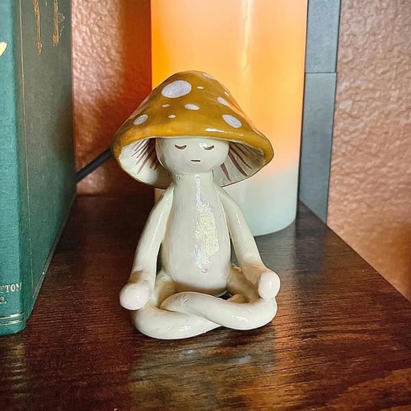 Havepynt Statue Meditation Svampefigurer Indflytningsgave til Terrasse
