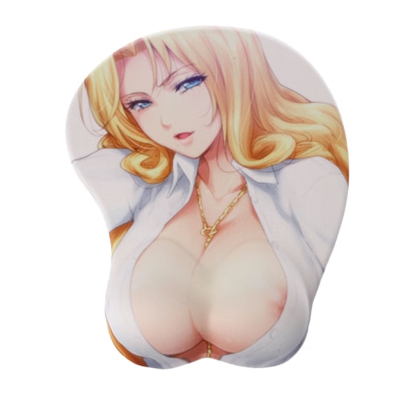 Mjuk Silica Cartoon Anime 3D Sexig skönhet bröstmusmatta Antisladd Ergonomiskt handledsstöd Gaming Musmatta Slitskydd