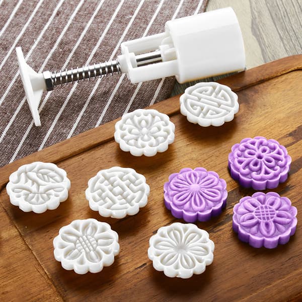 25g Mooncake form med 6 st Blomstämplar Handpress Moon Cake Mould DIY Bakeware