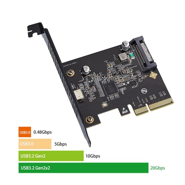 Kobler til flere enheter raskt 20 Gbps USB3.2 Gen2x2-utvidelseshubadapter