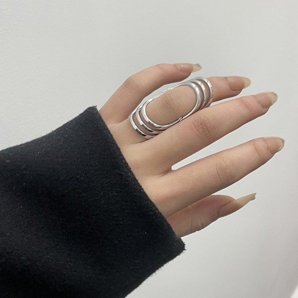 Retro Hollow Knuckle Rings Mode Punk Joint Finger Ring Statement Smycken Wide Wrap Chunky Ring Present för män kvinnor