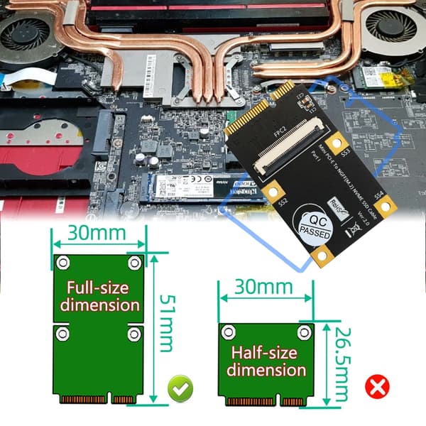 Mini PCIe Slot Udvidelseskort Understøtter M.2 NVME NVMe Solid Disk Installation