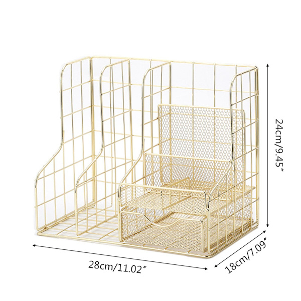 Mesh Desk Organizer med låda Skrivbord Organizer Hållare 6 fack Klar Klassificering 7x10x9Inches för Office School