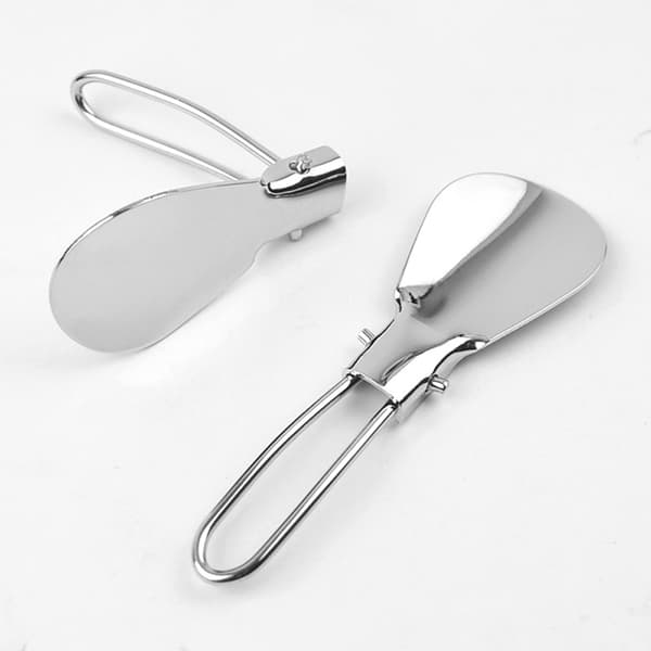 Bærbart foldbart skohorn i rustfrit stål, ergonomisk metalskohorn